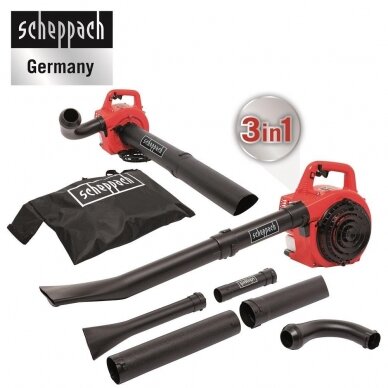 Benzininis lapų pūstuvas - siurblys - smulkintuvas (3-in-1) Scheppach LBH2600P, 1Ag