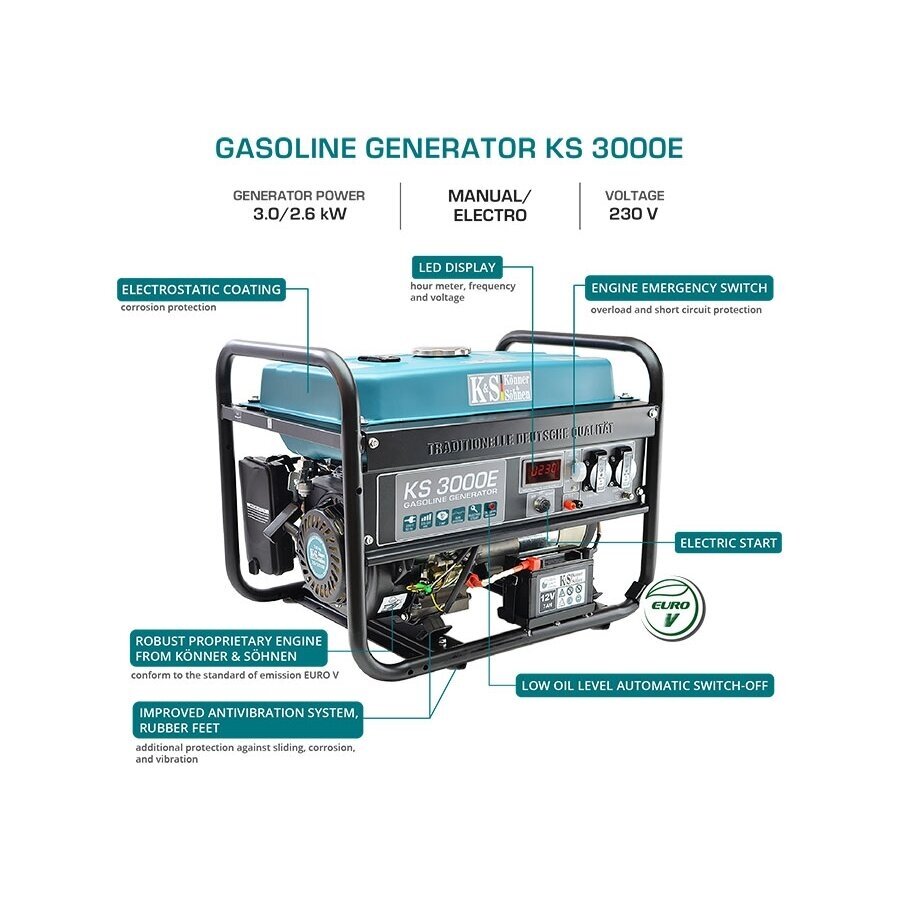 Benzininis generatorius Könner&Söhnen KS 3000E, 3,0 kW 6