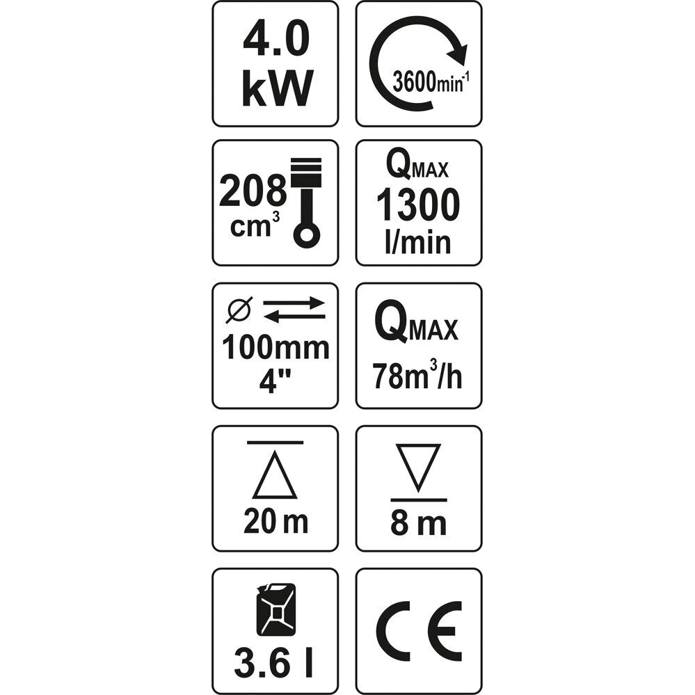 Benzininis vandens siurblys Yato YT-85403, 4kW 3