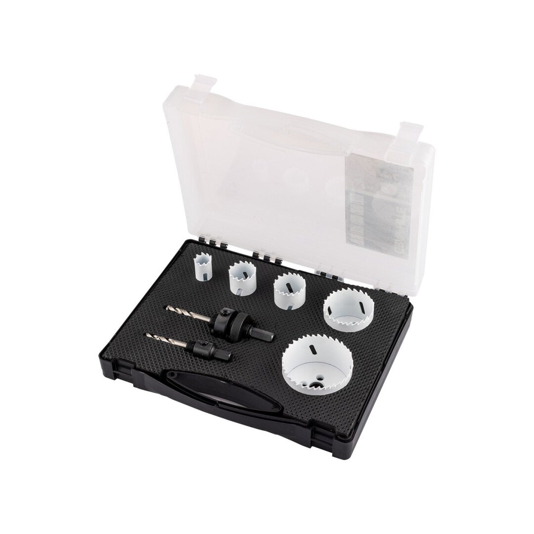 Bi-metalo gręžimo karūnėlės 19–68 mm, rinkinys 7 vnt. Bi-metalo gręžimo karūnėlės 19–68 mm, rinkinys 7 vnt.