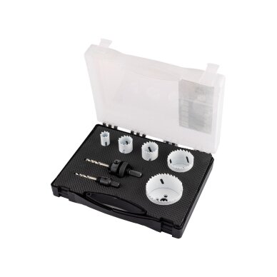 Bi-metalo gręžimo karūnėlės 19–68 mm, rinkinys 7 vnt. Bi-metalo gręžimo karūnėlės 19–68 mm, rinkinys 7 vnt.