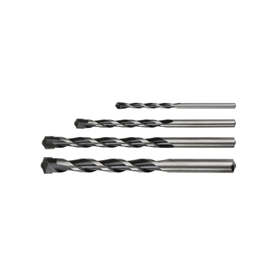 Black & white masonry drill, 4vnt., 4,6,8,10mm, buterfly tip Black & white masonry drill, 4vnt., 4,6,8,10mm, buterfly tip