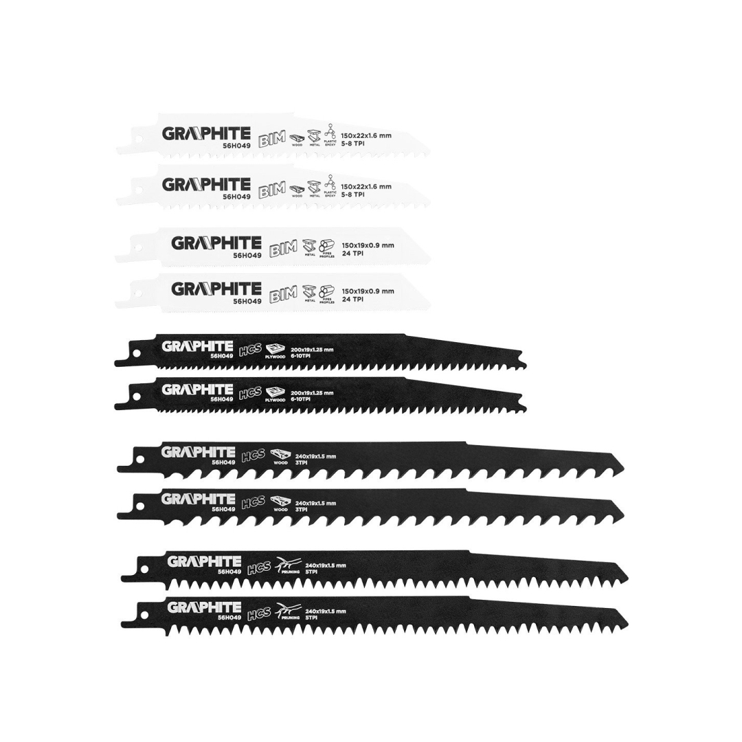 Blades for reciprocating saw, HCS/BIM, set 10 vnt. Blades for reciprocating saw, HCS/BIM, set 10 vnt.