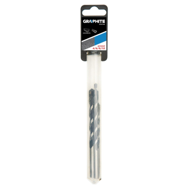 Black & white masonry drill, 4vnt., 4,6,8,10mm, buterfly tip 1