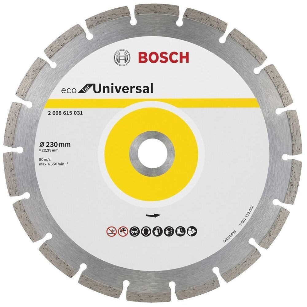 Deimantinis pjovimo diskas Bosch Eco for Universal, 230x22,23 mm, 2608615031 Deimantinis pjovimo diskas Bosch Eco for Universal, 230x22,23 mm, 2608615031