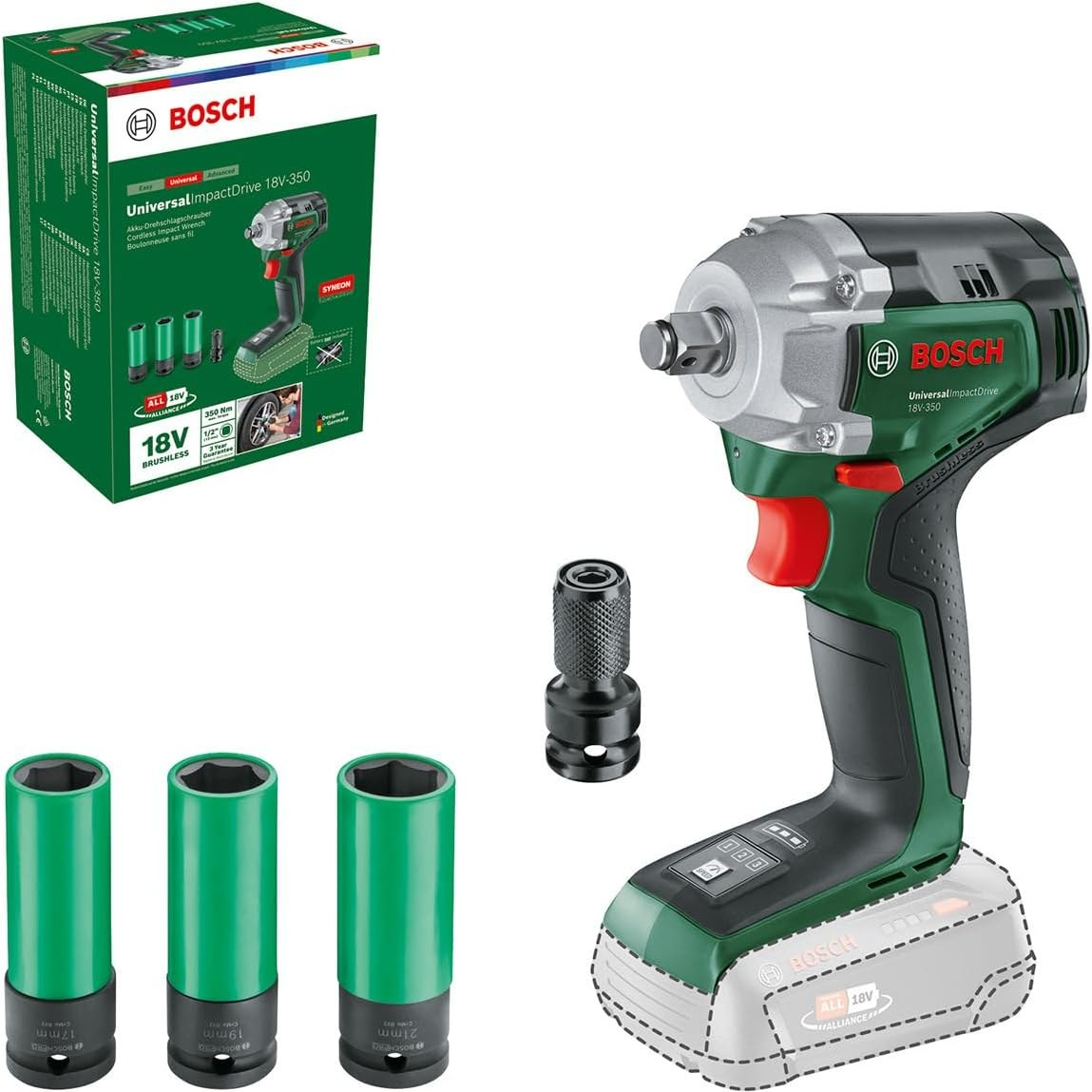 Smūginis veržliasūkis Bosch Universal ImpactDrive 18V-350, 18 V, (be akum. ir krov.) 0603980305