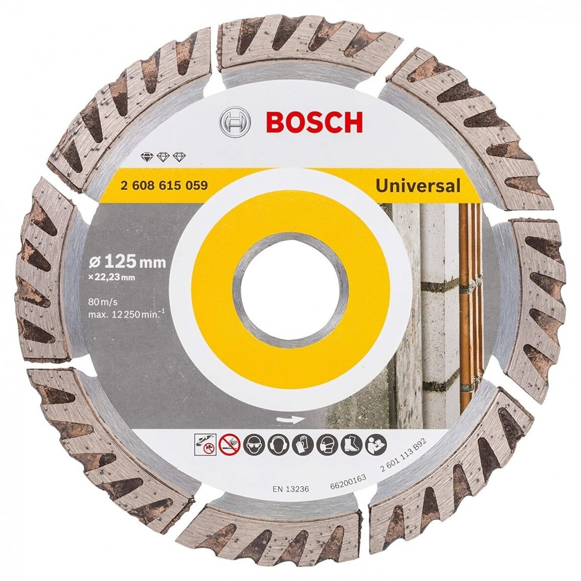Deimantinis pjovimo diskas Bosch Standard for Universal, 125x22,23 mm, 10 vnt., 2608615060 Deimantinis pjovimo diskas Bosch Standard for Universal, 125x22,23 mm, 10 vnt., 2608615060