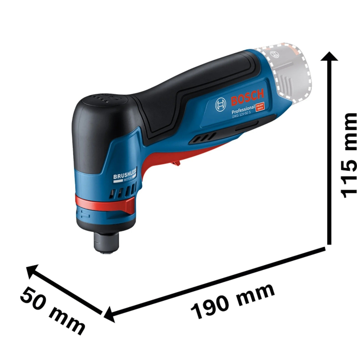 Akum. tiesinis šlifuoklis Bosch GWG 12V-50 S, 12 V, (be akum. ir krov.) 06013A7001 1