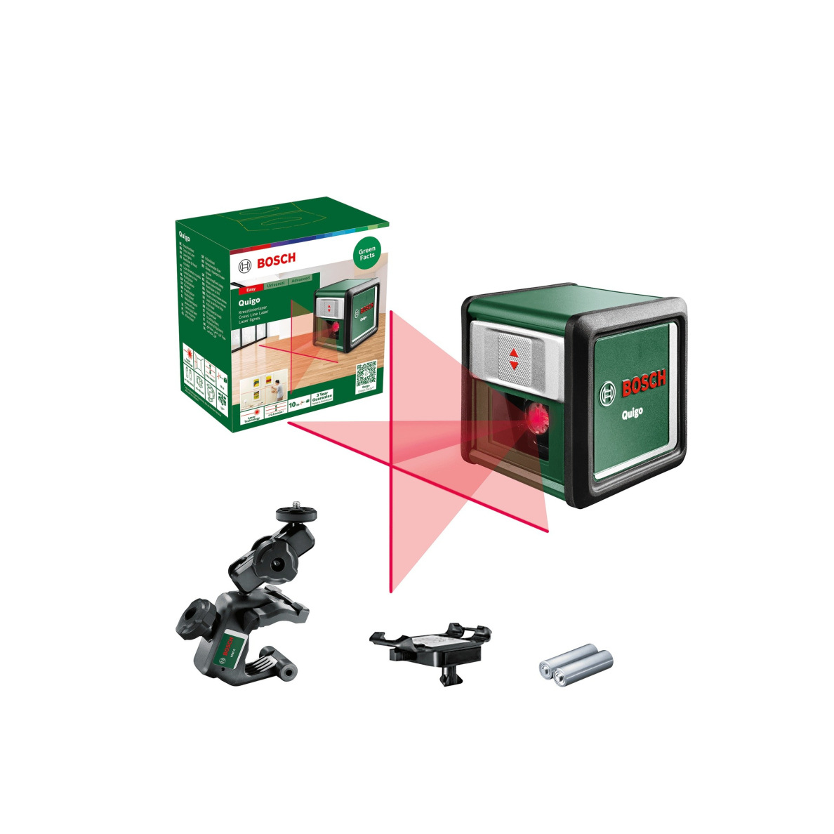 Kryžminis lazerinis nivelyras Bosch Quigo, 0603663503 Kryžminis lazerinis nivelyras Bosch Quigo, 0603663503