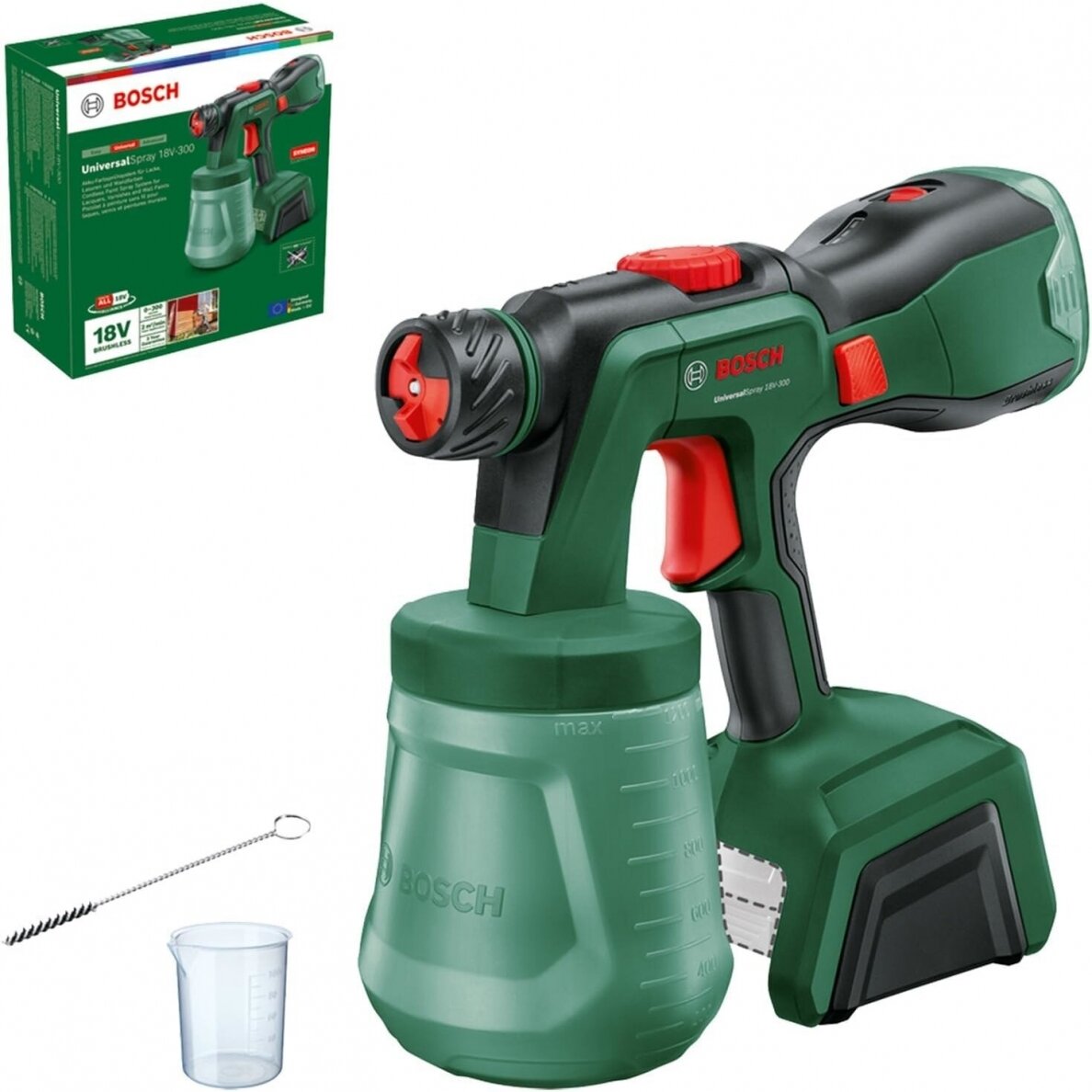 Akumuliatorinis dažų purkštuvas Bosch Universal Spray18V-300, 0603208100 (be akum. ir krov.) Akumuliatorinis dažų purkštuvas Bosch Universal Spray18V-300, 0603208100 (be akum. ir krov.)