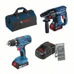 Įrankių rinkinys Bosch GSR 18V-21 + GBH 18V-21, 18V, su krepšiu ir priedai