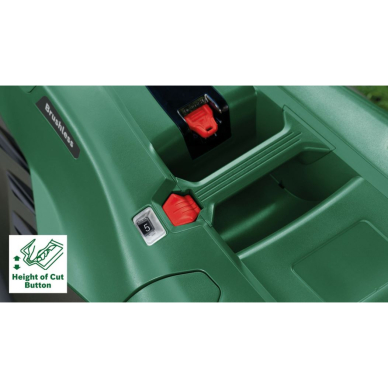 Akumuliatorinė vejapjovė Bosch Advancedl Rotak 36V-40-650, 36 V, 40 cm, 06008B9F01 4 Akumuliatorinė vejapjovė Bosch Advancedl Rotak 36V-40-650, 36 V, 40 cm, 06008B9F01 4