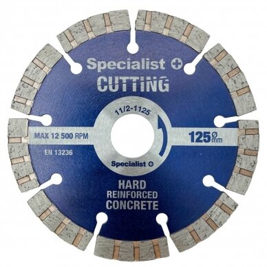 Deimantinis pjovimo diskas SPECIALIST+ PREMIUM, 125x10x22 mm 1 Deimantinis pjovimo diskas SPECIALIST+ PREMIUM, 125x10x22 mm 1