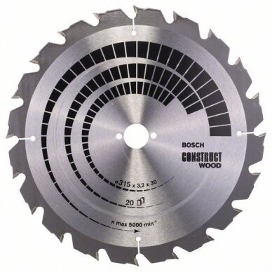 Pjovimo diskas medienai Bosch CONSTRUCT WOOD, 315 mm, 2608640691