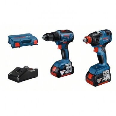 Akumuliatorinių įrankių rinkinys Bosch 06019J2207 (GDX 18V-200 + GSR 18V-55), 18 V, 2x4.0 Ah