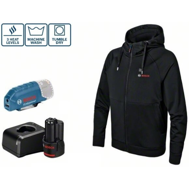 Šildomas džemperis GHH 12V+18V + GAA 12V-21, (1x2.0Ah), dydis 2XL, 06188000GF