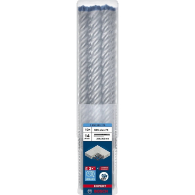 Grąžtas betonui Bosch SDS-plus-7X 2608900176, 14x200x265mm, 10 vnt.