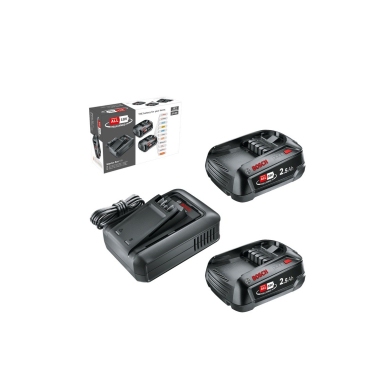 Akum. ir kroviklio rinkinys Bosch Starter Set, 18 V, 2x2,5 Ah akum., 1600A031T5