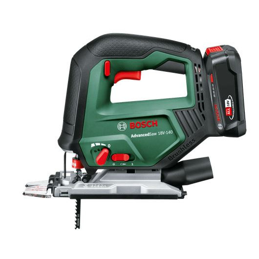 Akumuliatorinis siaurapjūklis Bosch AdvancedSaw 18V-140, 2Ah, 0603013003 1 Akumuliatorinis siaurapjūklis Bosch AdvancedSaw 18V-140, 2Ah, 0603013003 1