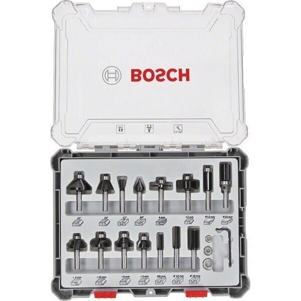 Frezų rinkinys Bosch, 6 mm, 15 vnt., 2607017471 1 Frezų rinkinys Bosch, 6 mm, 15 vnt., 2607017471 1
