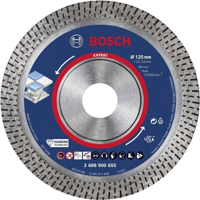 Deimantinis pjovimo diskas Bosch, 125x22,23 mm, 2608900655 Deimantinis pjovimo diskas Bosch, 125x22,23 mm, 2608900655