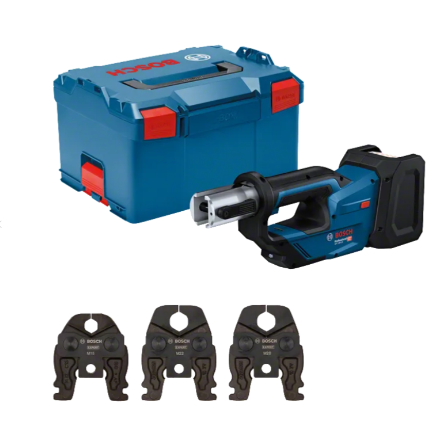 Akumuliatorinis presavimo įrankis Bosch GPT 18V-19 Solo, Kit M-15/22/28, LB 06019M2001