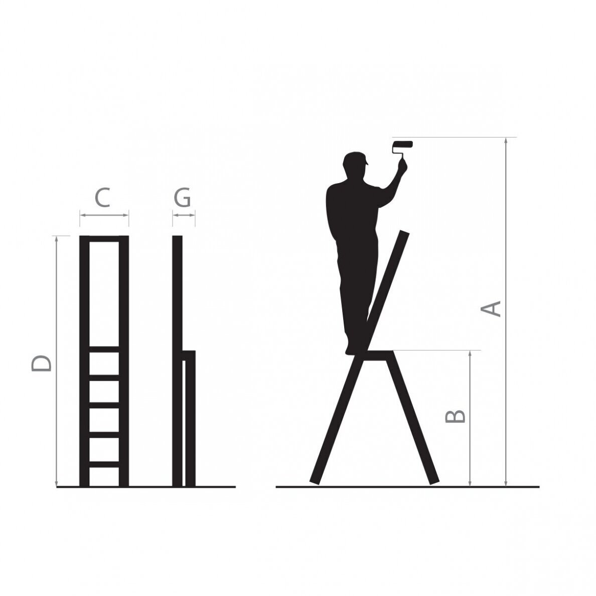 Buitinės kopėčios DRABEST ALD4 vienpusės, 4 pakopų (125 kg) 3