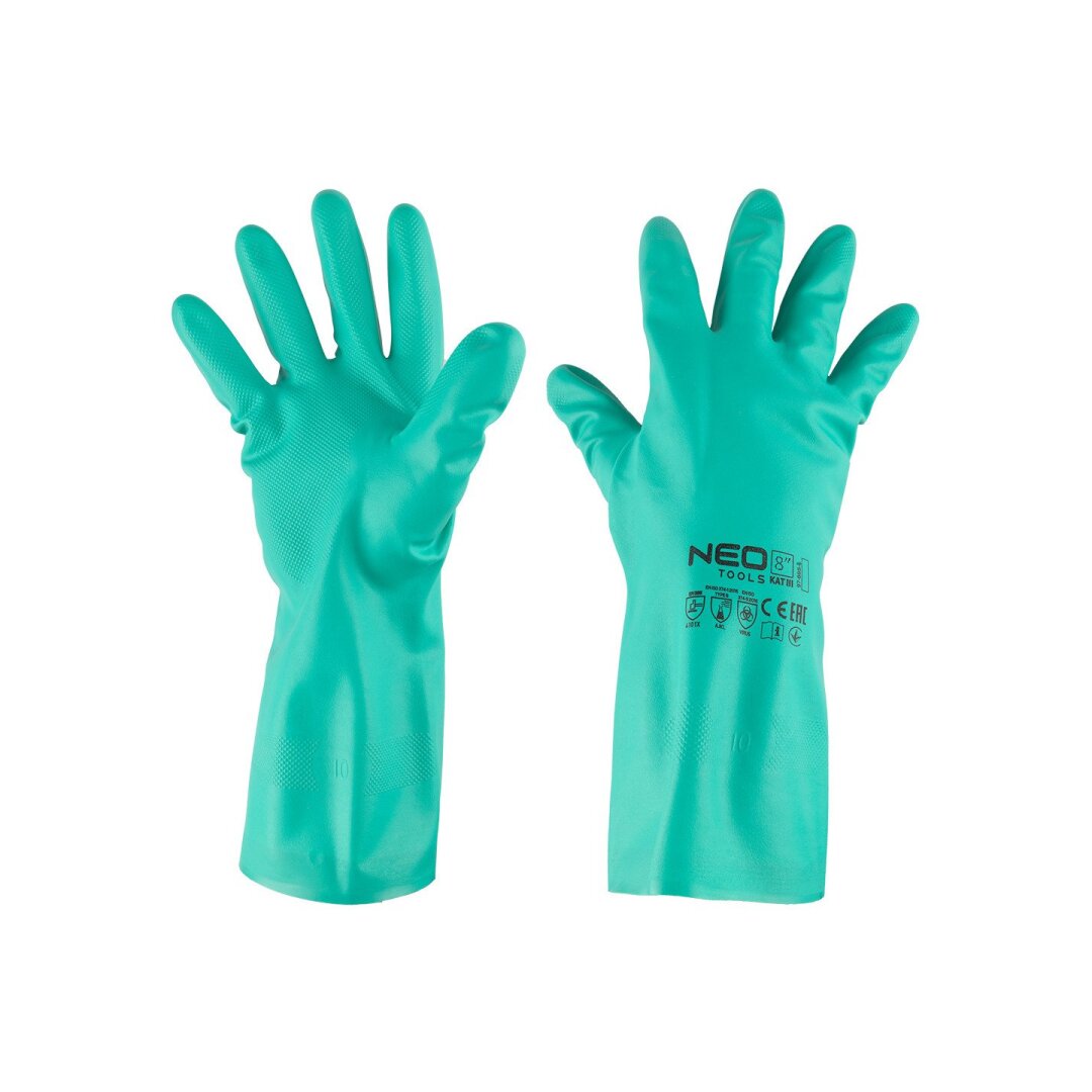 Chemiškai atsparios nitrilo pirštinės, dydis 8