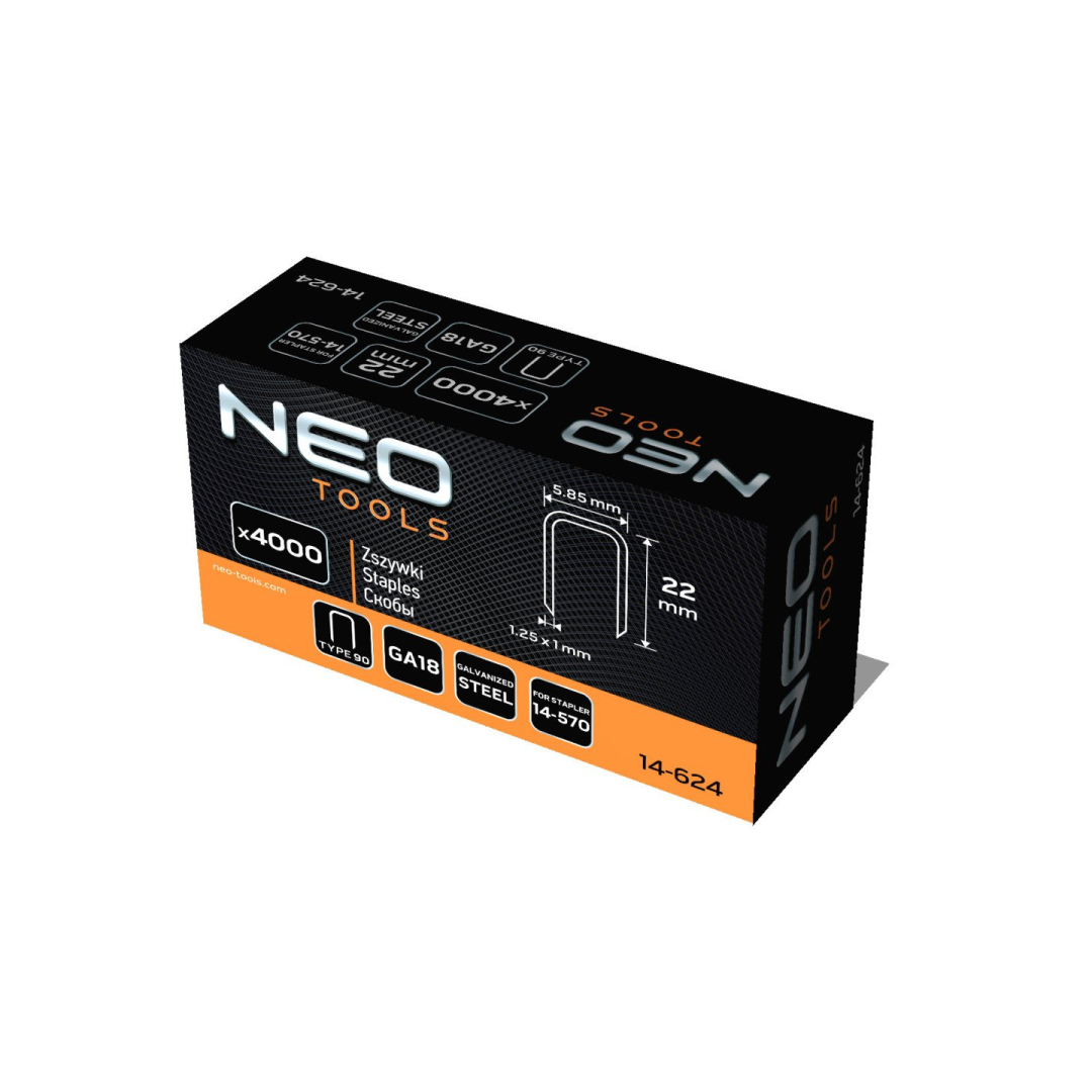 Cinkuotos kabės pneumatiniam segtuvui (14-570), GA18, 90 (4K) tipas, 22 mm ilgio, 4000 s 1