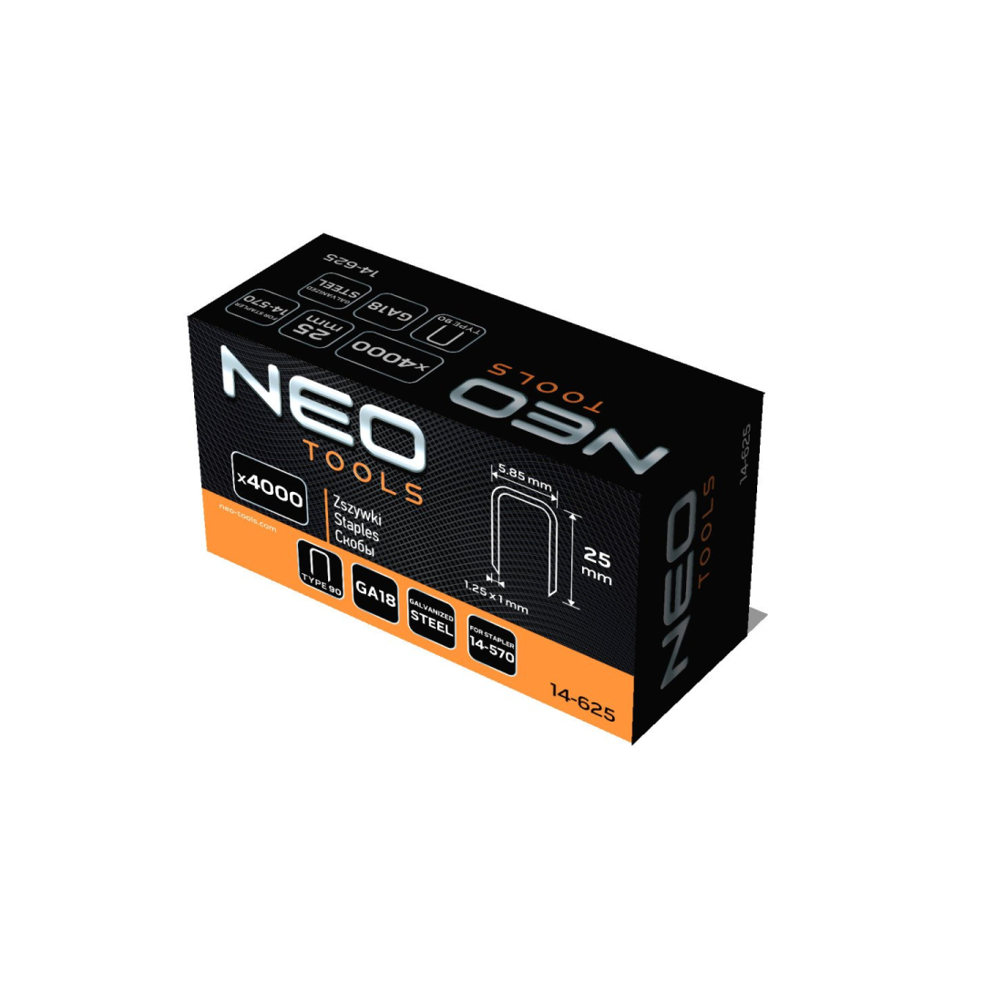 Cinkuotos kabės pneumatiniam segtuvui (14-570), GA18, 90 (4K) tipas, 25 mm ilgio, 4000 s 1