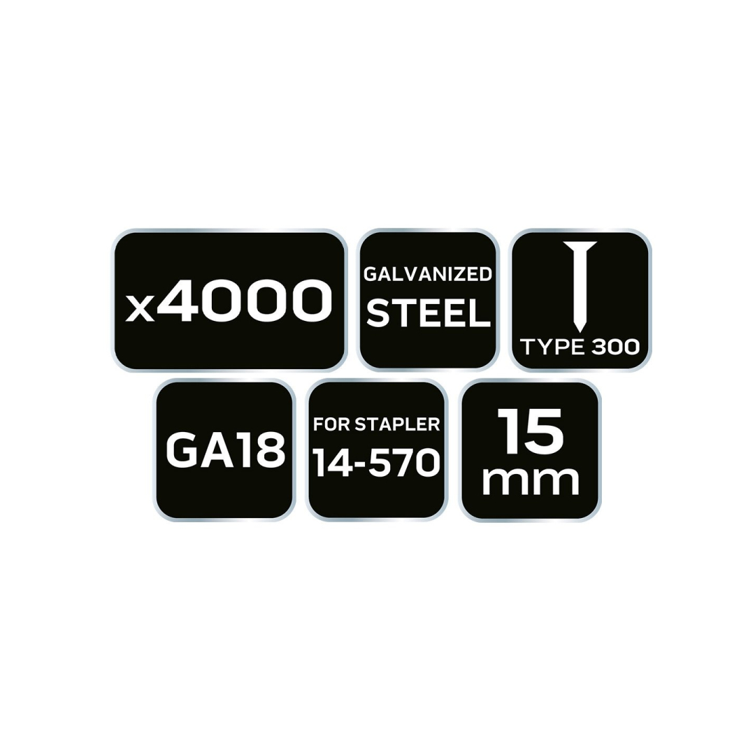 Cinkuotos vinys pneumatiniam segtuvui (14-570), GA18, 300 (F) tipas, 15 mm ilgio, 4000 8