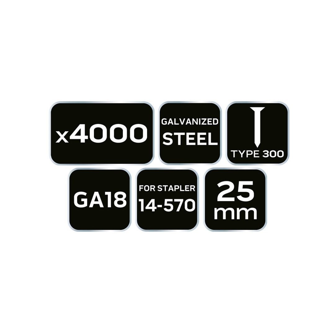 Cinkuotos vinys pneumatiniam segtuvui (14-570), GA18, 300 (F) tipas, 25 mm ilgio, 4000 8