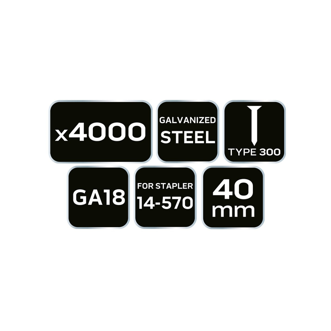 Cinkuotos vinys pneumatiniam segtuvui (14-570), GA18, 300 (F) tipas, 40 mm ilgio, 4000 8 Cinkuotos vinys pneumatiniam segtuvui (14-570), GA18, 300 (F) tipas, 40 mm ilgio, 4000 8