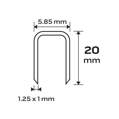 Cinkuotos kabės pneumatiniam segtuvui (14-570), GA18, 90 (4K) tipas, 20 mm ilgio, 4000 s 8