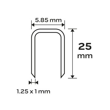 Cinkuotos kabės pneumatiniam segtuvui (14-570), GA18, 90 (4K) tipas, 25 mm ilgio, 4000 s 8