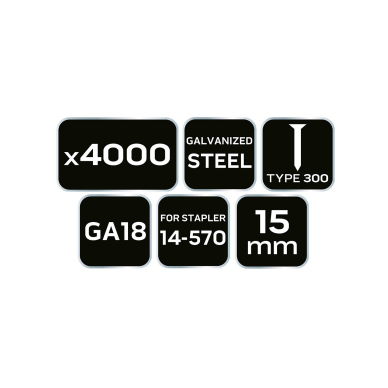 Cinkuotos vinys pneumatiniam segtuvui (14-570), GA18, 300 (F) tipas, 15 mm ilgio, 4000 8