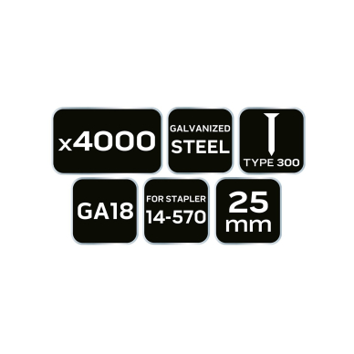 Cinkuotos vinys pneumatiniam segtuvui (14-570), GA18, 300 (F) tipas, 25 mm ilgio, 4000 8