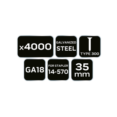 Cinkuotos vinys pneumatiniam segtuvui (14-570), GA18, 300 (F) tipas, 35 mm ilgio, 4000 8 Cinkuotos vinys pneumatiniam segtuvui (14-570), GA18, 300 (F) tipas, 35 mm ilgio, 4000 8