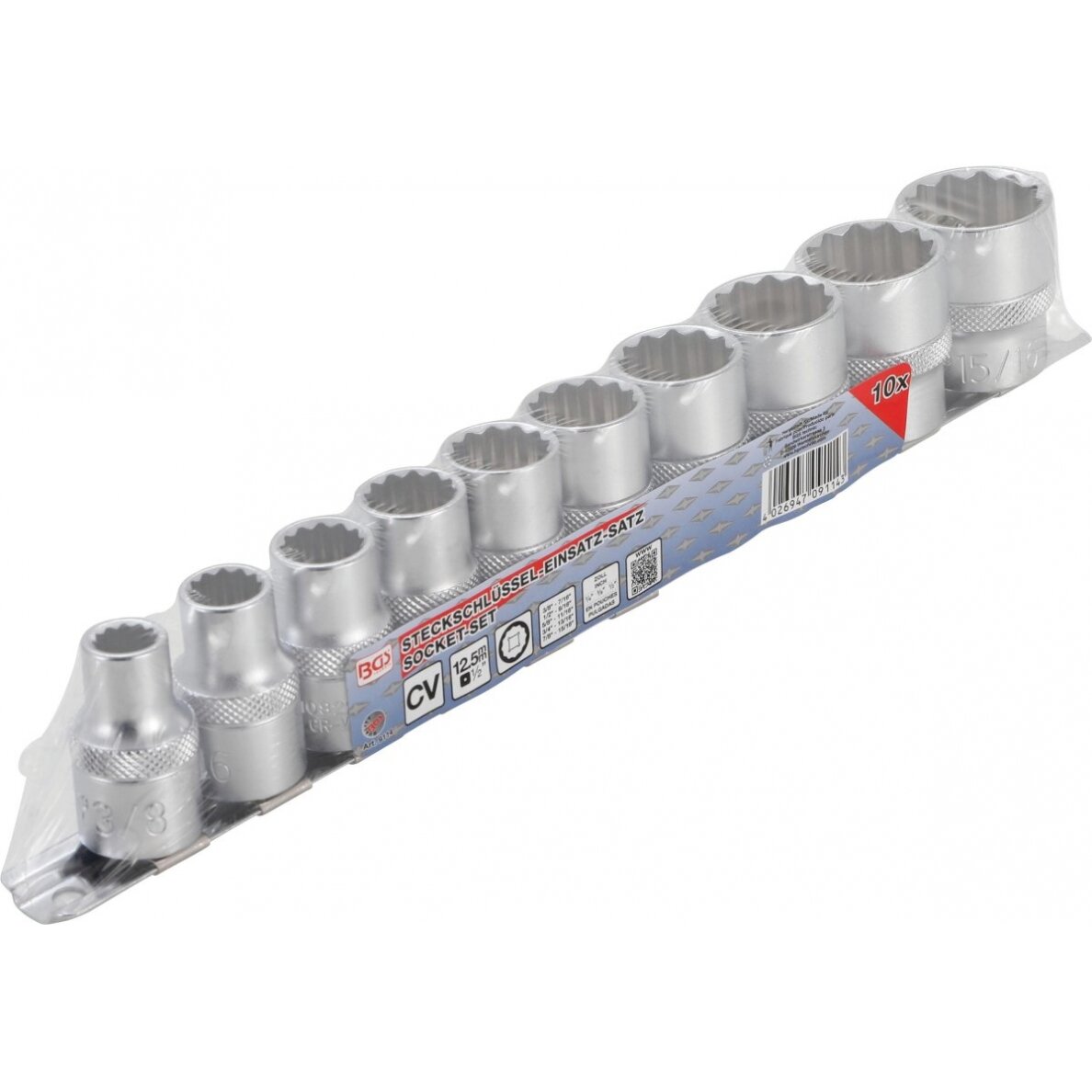 Colinių galvučių rinkinys 12 kampų | 12,5 mm (1/2") | 3/8" - 15/16"| 10 vnt. (9114) Colinių galvučių rinkinys 12 kampų | 12,5 mm (1/2") | 3/8" - 15/16"| 10 vnt. (9114)