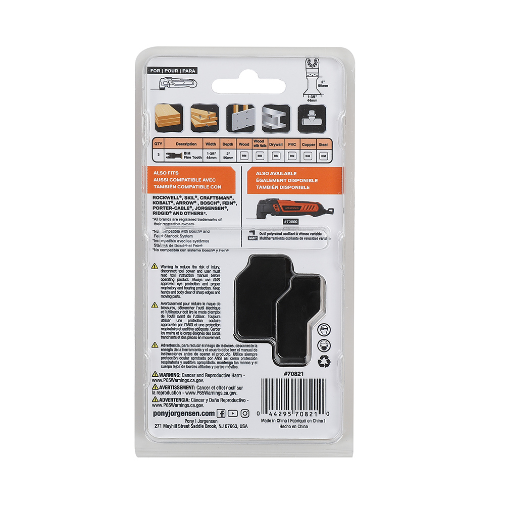 Daugiafunkcinio įrankio geležtės titanine danga 44 mm. Pony Jorgensen 3 vnt. 3