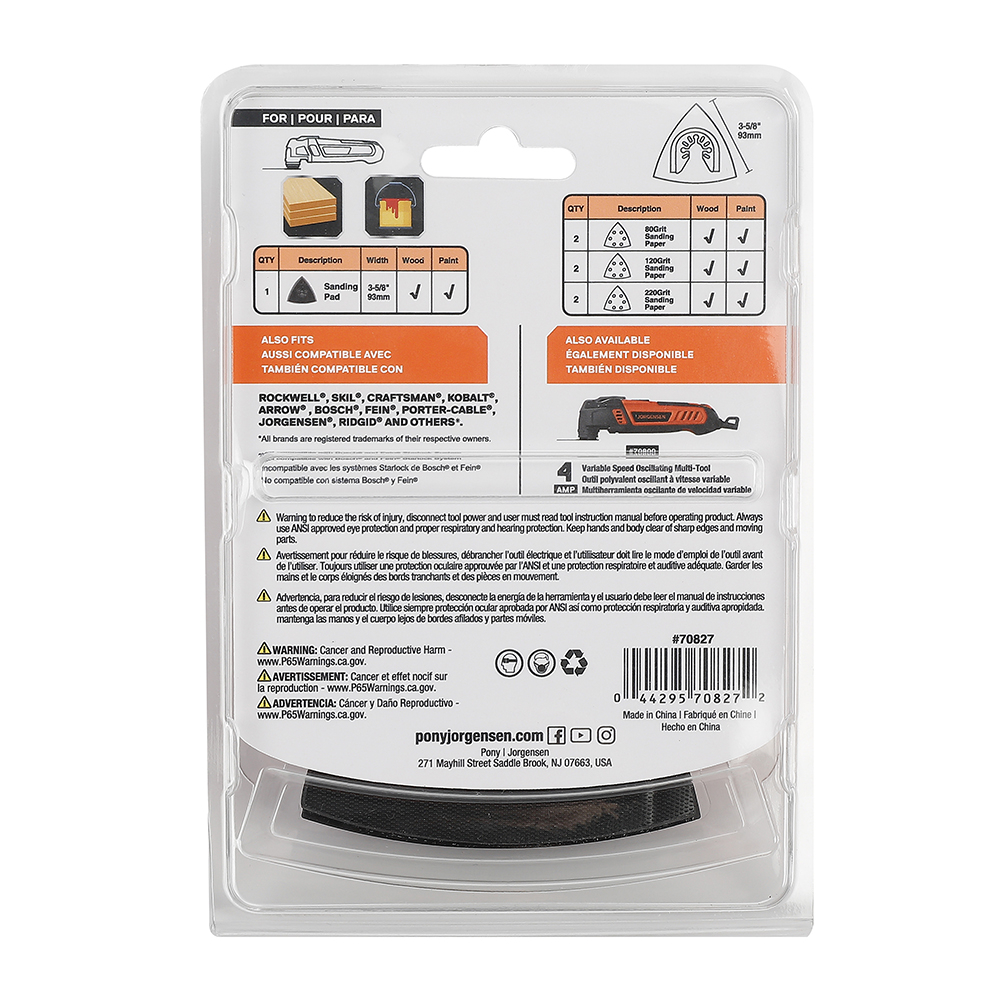 Daugiafunkcinio įrankio šlifavimo padelio ir lap. rinkinys, Pony Jorgensen 3