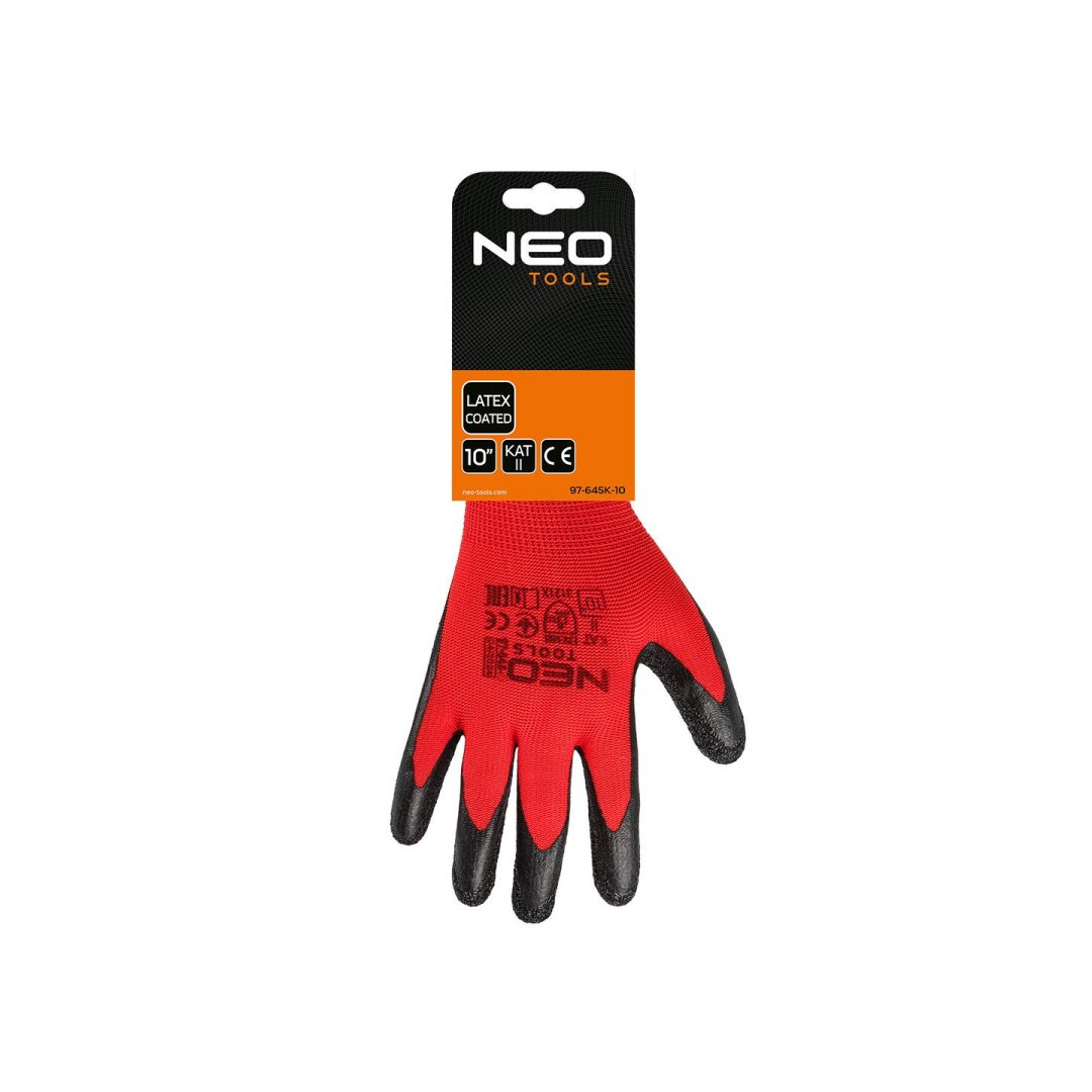 Darbinės pirštinės, lateksu dengtos, poliesterio (raukšlėtos), 3121X dydis 10 (card) 1