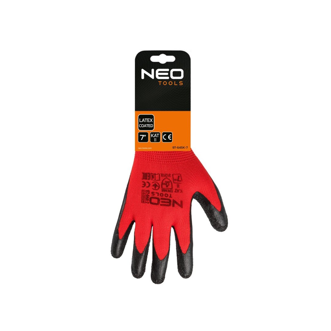 Darbinės pirštinės, lateksu dengtos, poliesterio (raukšlėtos), 3121X dydis 7 (card) 1