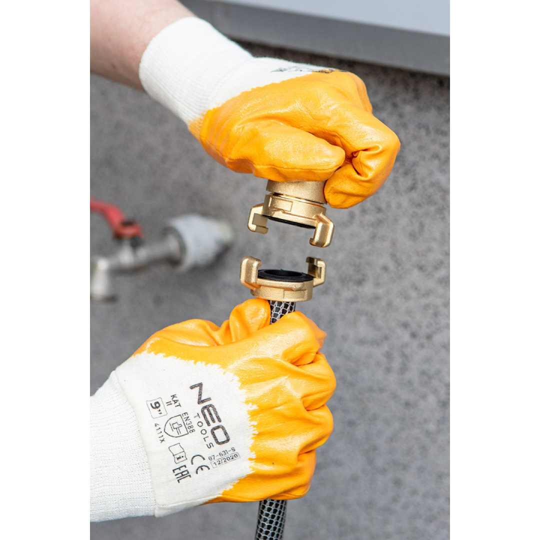Darbinės pirštinės, medvilninės, iš dalies dengtos nitrilu, 4111X, 10 dydis 2