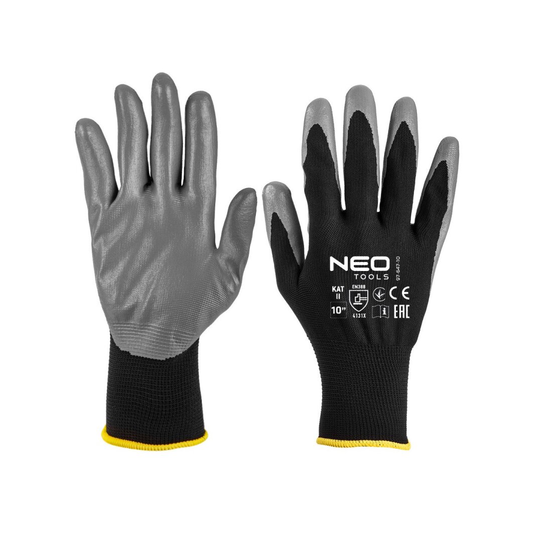 Darbinės pirštinės, nitrilu dengtos, iš poliesterio, 4131X dydis 10 (card) Darbinės pirštinės, nitrilu dengtos, iš poliesterio, 4131X dydis 10 (card)