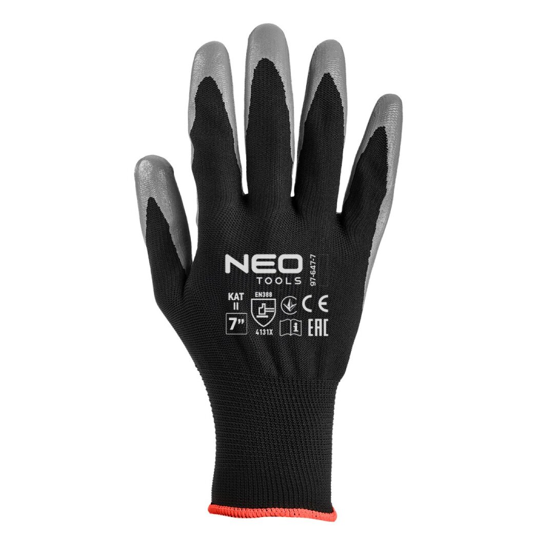 Darbinės pirštinės, nitrilu dengtos, iš poliesterio, 4131X dydis 7 (card) 2