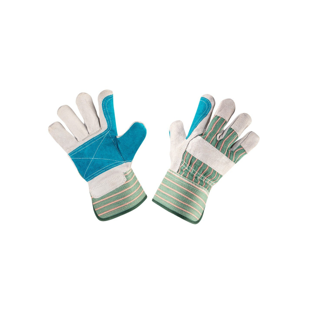 Darbinės pirštinės, pilkos spalvos, karvės skelta oda, 10,5 dydžio Darbinės pirštinės, pilkos spalvos, karvės skelta oda, 10,5 dydžio