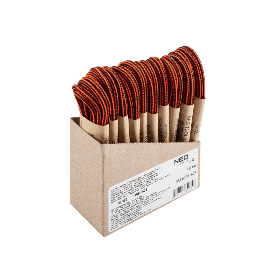 Darbo batų raišteliai 120cm, oranžinės ir juodos spalvos