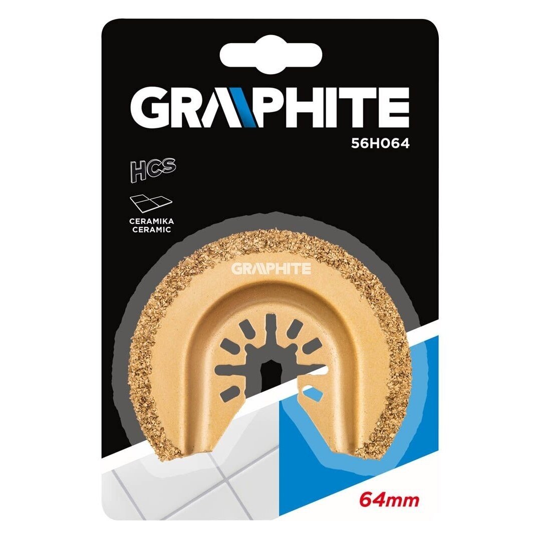 Daugiafunkcinio įrankio geležtė, pusiau apvali, GRAPHITE 56H064, keramikai 1 Daugiafunkcinio įrankio geležtė, pusiau apvali, GRAPHITE 56H064, keramikai 1
