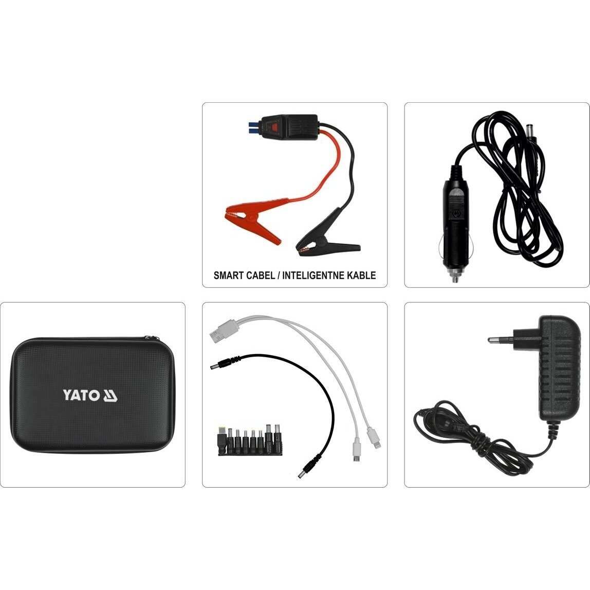 Daugiafunkcinis pakrovėjas / paleidėjas (power bank) Yato, 12000 mAh, LCD 6 Daugiafunkcinis pakrovėjas / paleidėjas (power bank) Yato, 12000 mAh, LCD 6